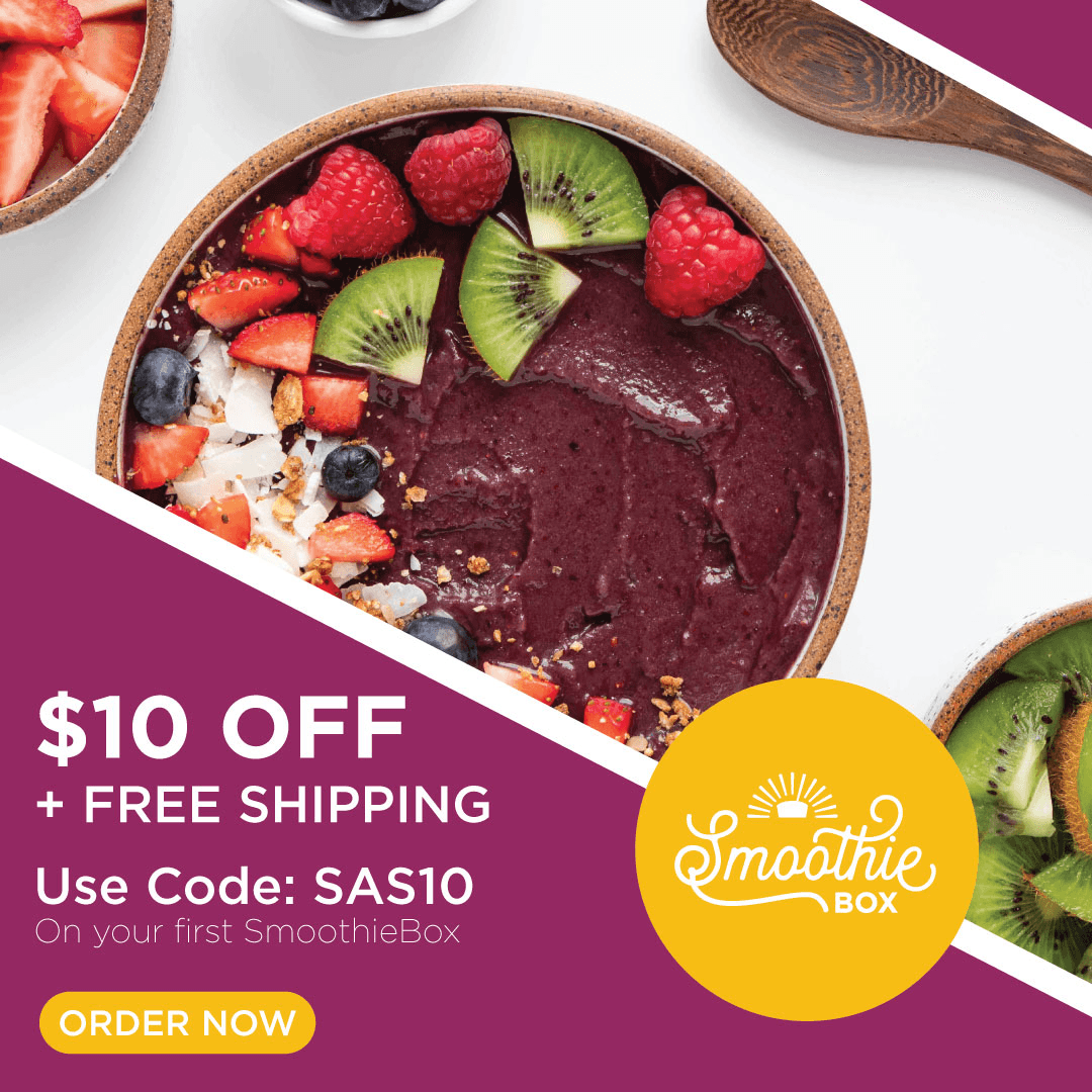 $10 Off + FREE Shipping On Your First SmoothieBox with code SAS10 at SmoothieBox.com!