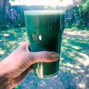 Spirulina and Chlorella smoothie in a glass