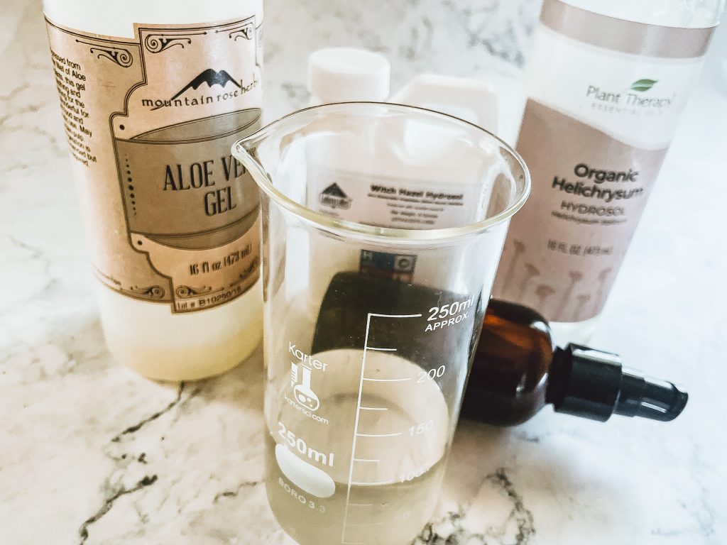 how to get rid of sunburn itching with these three ingredients: aloe vera, hydrosol, and witch hazel