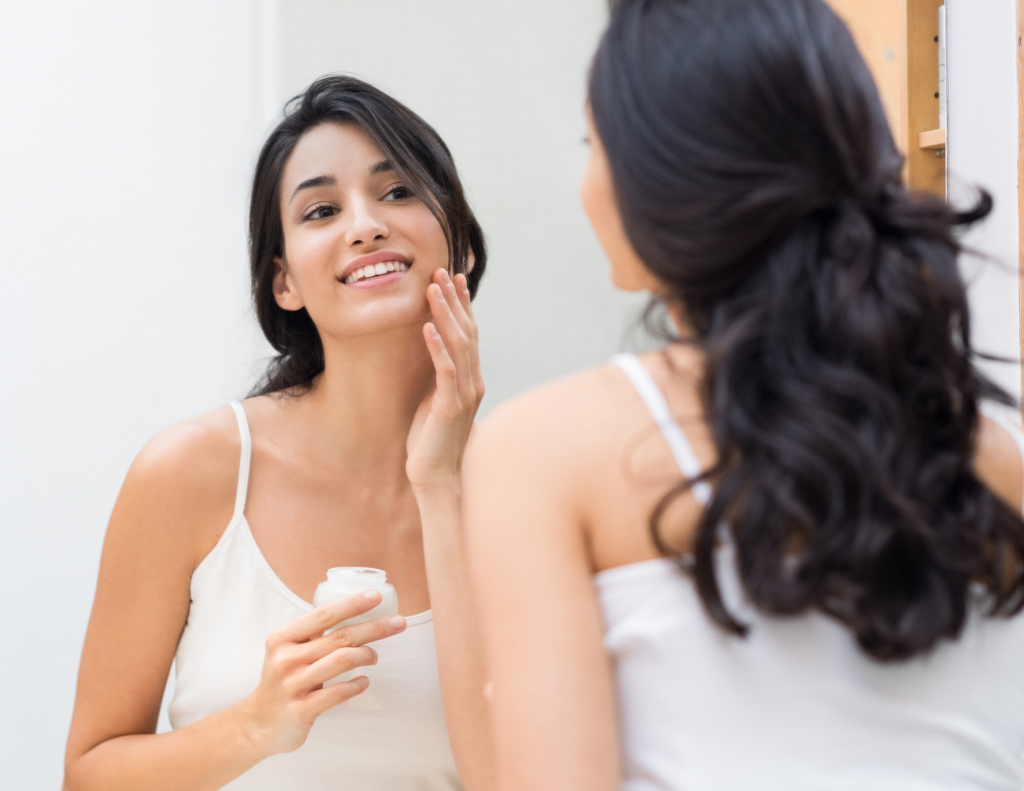 woman updating fall skin care