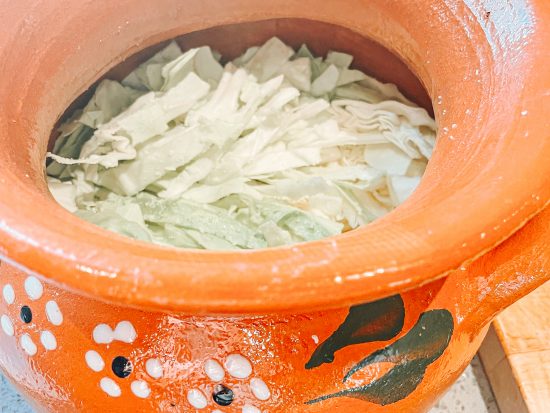 sauerkraut in the fermenting dish