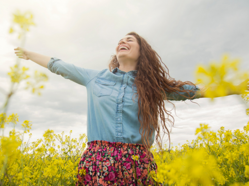 woman enjoying springtime