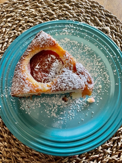 slice of plum coffee cake